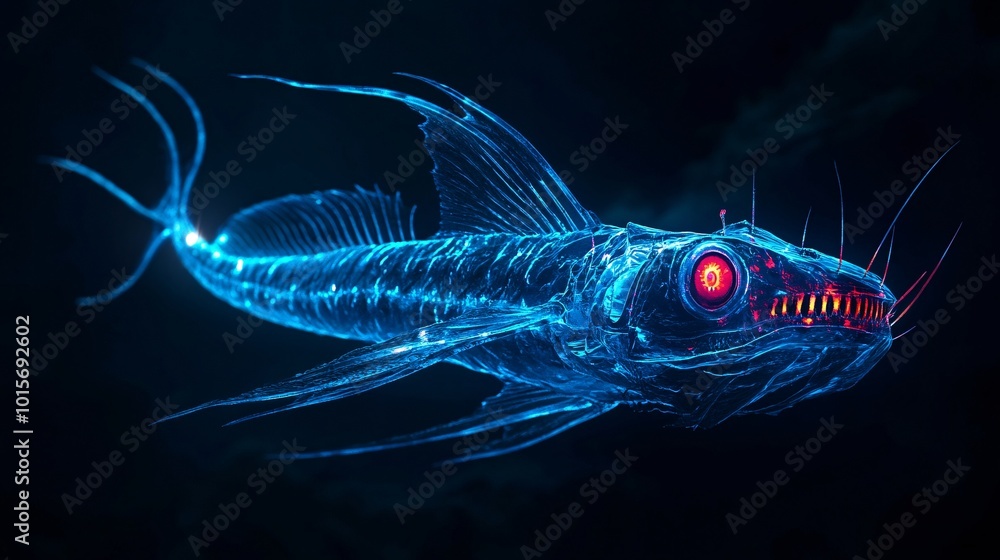 Glowing Viperfish with Needle-like Teeth Glowing Viperfish with Needle-like Teeth