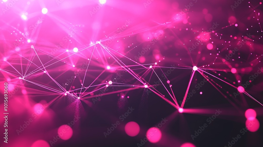Abstract Pink Network with Glowing Points and Lines Abstract Pink Network with Glowing Points and Lines