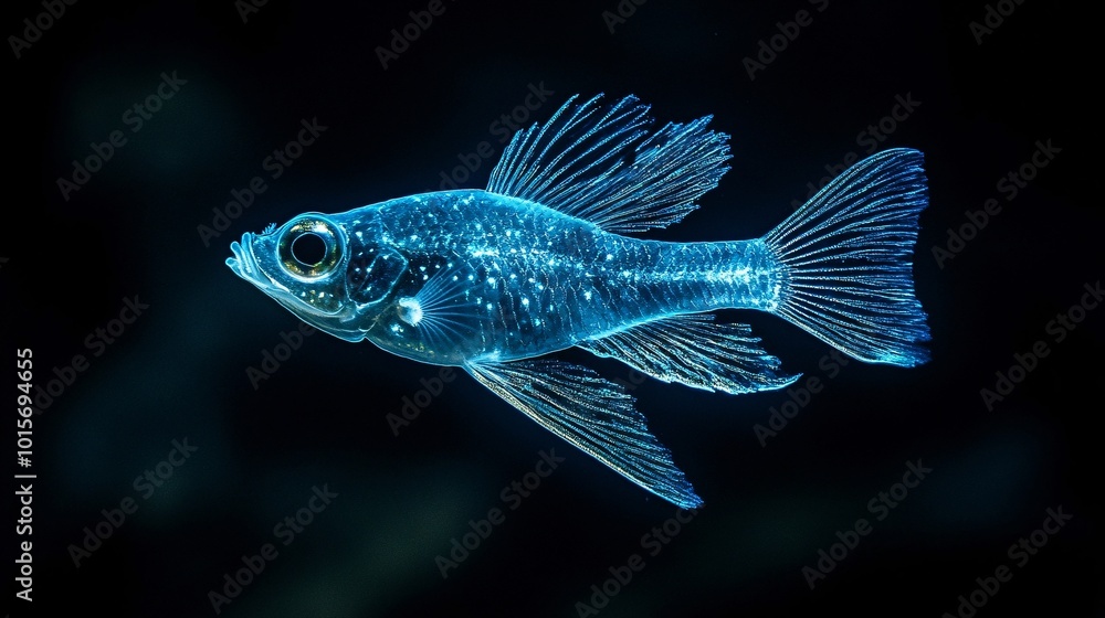 Glowing Lanternfish Swimming Through Dark Waters Glowing Lanternfish Swimming Through Dark Waters