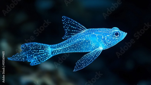 Glowing Lanternfish Swimming in Dark Waters photo