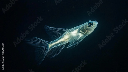 Lanternfish Swimming Elegantly in Dark Waters photo