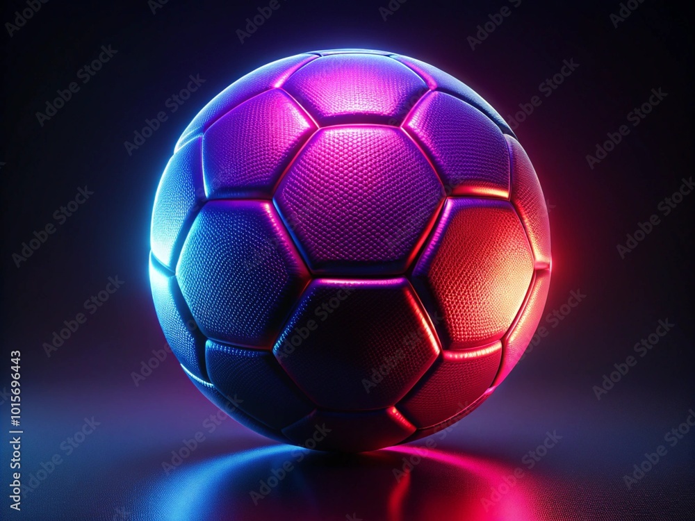 Fototapeta premium soccer ball or football with neon lights effects