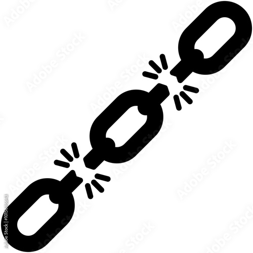 Weakness Icon. Broken Chain Link Pictogram Graphic Illustration. Isolated Simple Solid Icon For Infographic, App and Web Button.