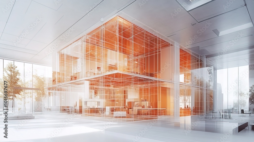 Fototapeta premium BIM design for architectural wireframes