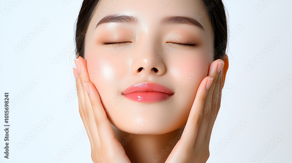 Beautiful Woman with Smooth Skin and Closed Eyes Beautiful Woman with Smooth Skin and Closed Eyes