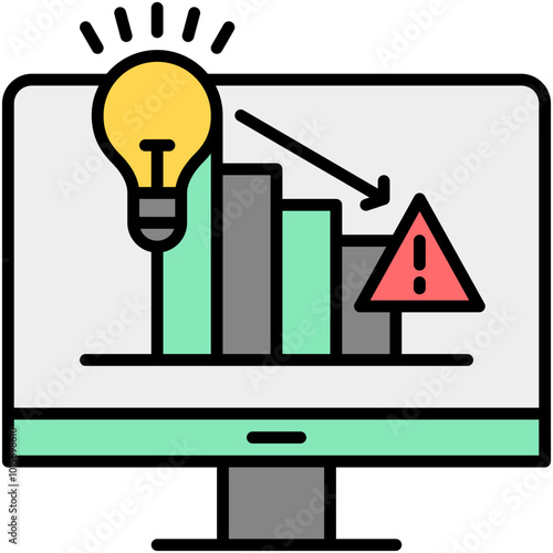 Analysis Icon. Business SWOT Prediction Pictogram Graphic Illustration. Isolated Simple Filled Line Icon For Infographic, App and Web Button.