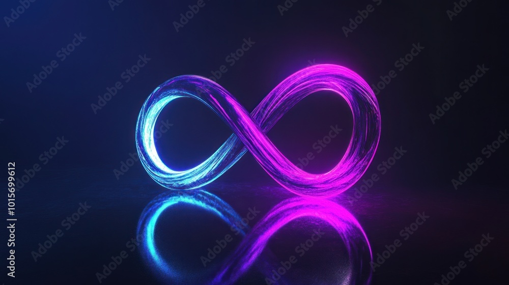 Neon Infinity Symbol on a Dark Background Neon Infinity Symbol on a Dark Background