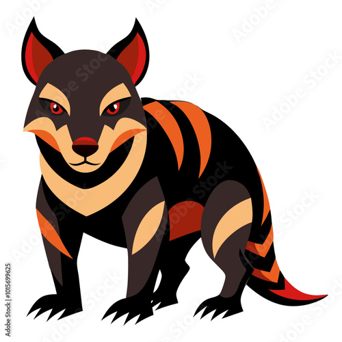 Fierce and Tribal: Tasmanian Devil with Fiery Stripes 