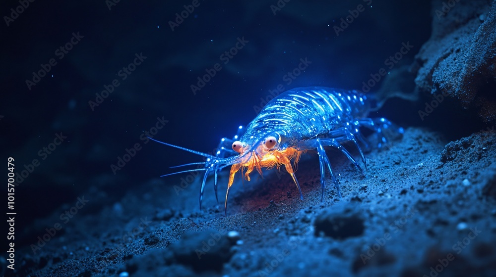 Glowing Amphipod Feeding Near Hydrothermal Vent Glowing Amphipod Feeding Near Hydrothermal Vent