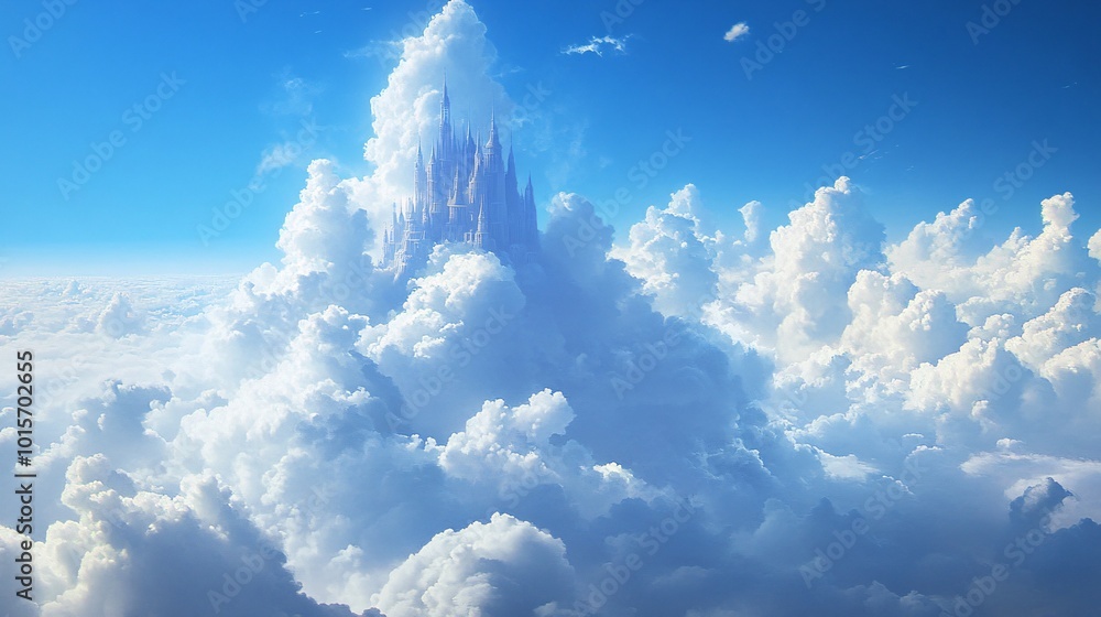 Naklejka premium Majestic Cloud Formation Resembling a Castle in the Sky