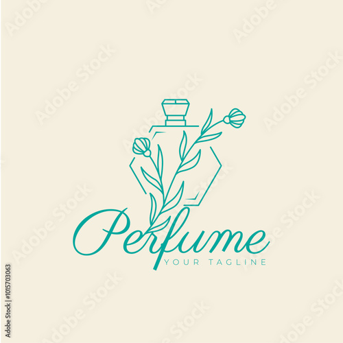 perfume logo  elegant  natural  vector symbol minimalist design
