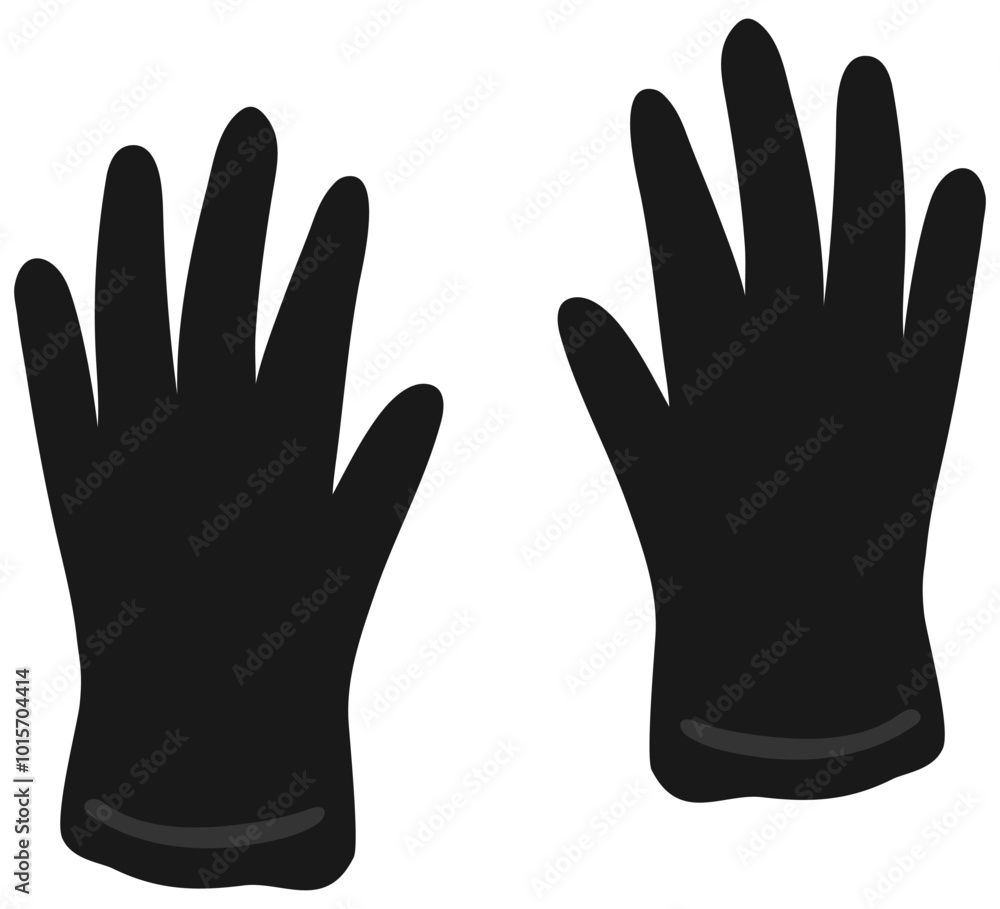 Obraz premium Vector icon cartoon black rubber medical glove isolated on white background.
