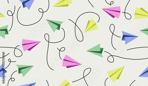 Cute paper planes pattern background vector design