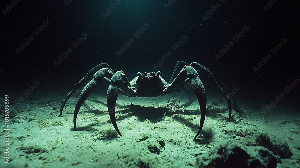 Fototapeta premium Eerie Deep Sea Crab with Ghostly Appearance