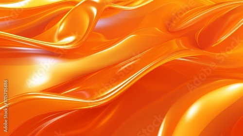 Obraz na płótnie A captivating close-up of vibrant orange metallic waves flowing in smooth, dynamic motion. The reflective surface and vivid color create a modern and energetic abstract design, perfect for backgrounds w salonie