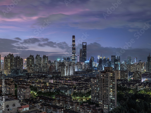 Photography shanghai lujiazui skyline at night
