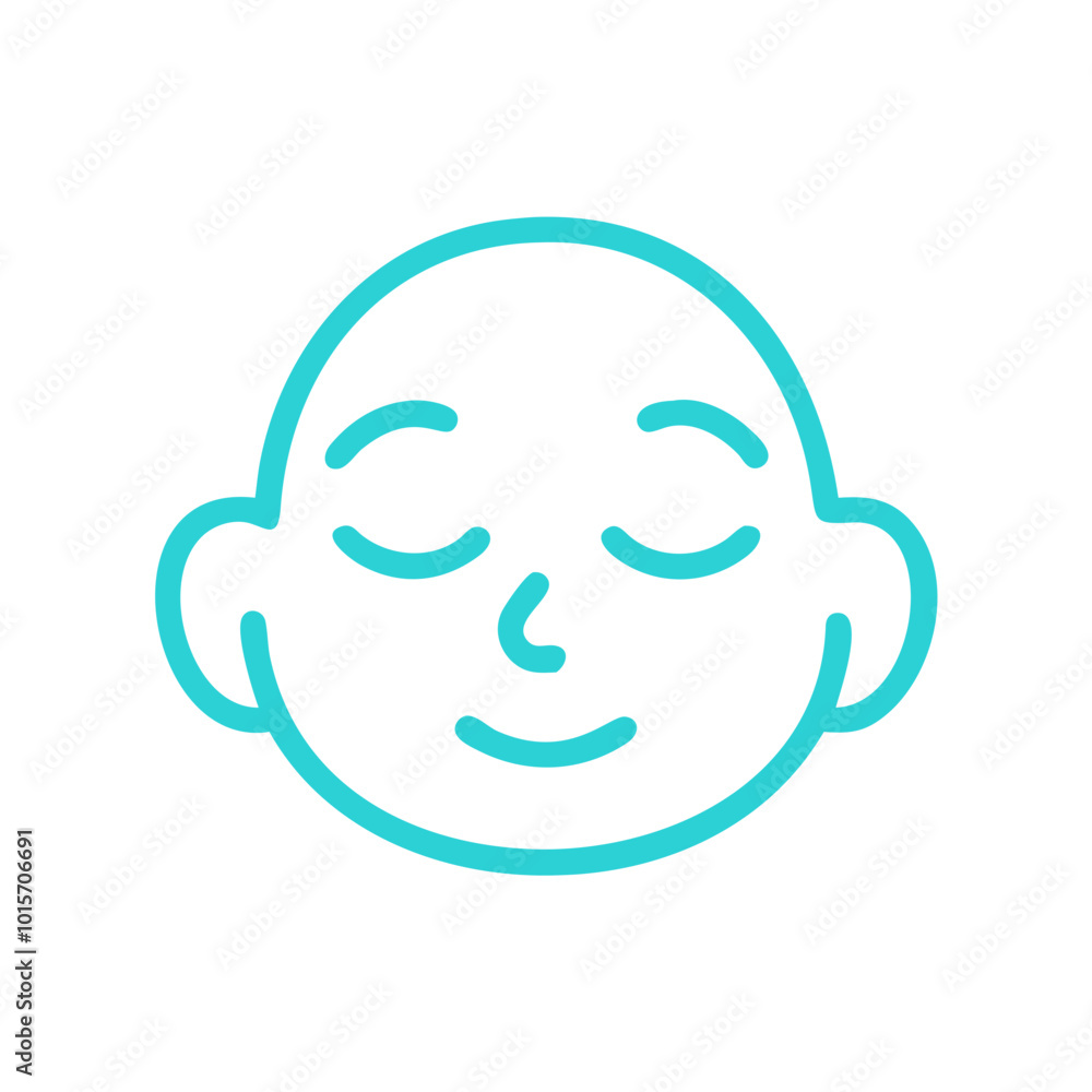 Healing peaceful sleep icon featuring a serene face with closed eyes in light blue
Healing peaceful sleep icon featuring a serene face with closed eyes in light blue