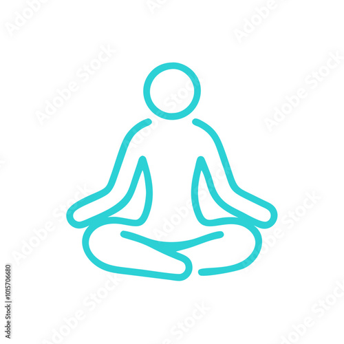 Healing inner peace icon featuring a meditating figure in light blue

