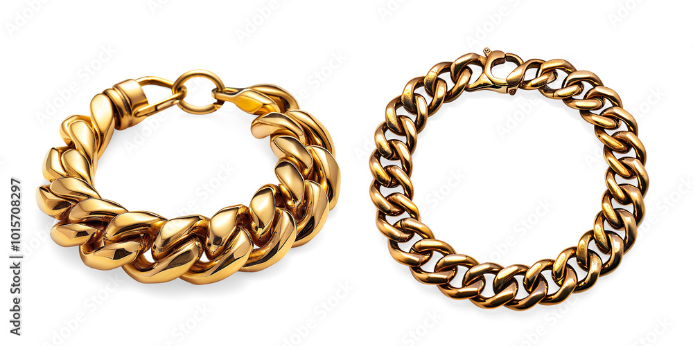 Thick Twisted Gold Bracelet with Lobster Clasp on a Transparent Background Thick Twisted Gold Bracelet with Lobster Clasp on a Transparent Background