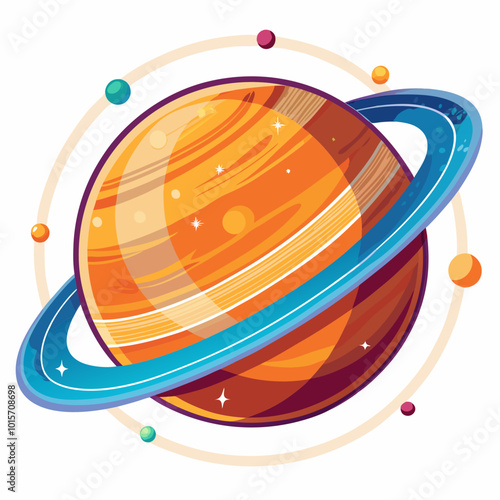 Saturn icon, Saturn with sparkle silhouette, cosmos and planet, Saturn silhouette vector illustration