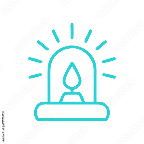 Healing sacred space icon featuring a candlelight in light blue
