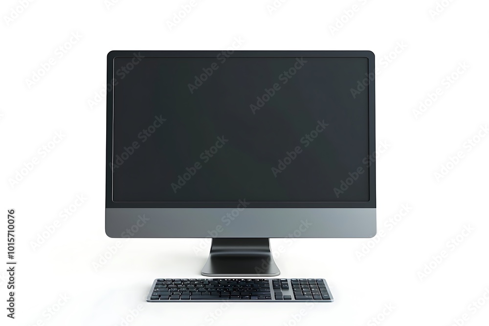 Workplace with computer isolated on white background Workplace with computer isolated on white background