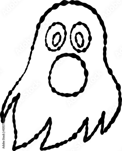 Hand Drawn Doodle Surprised Ghost Halloween Illustration