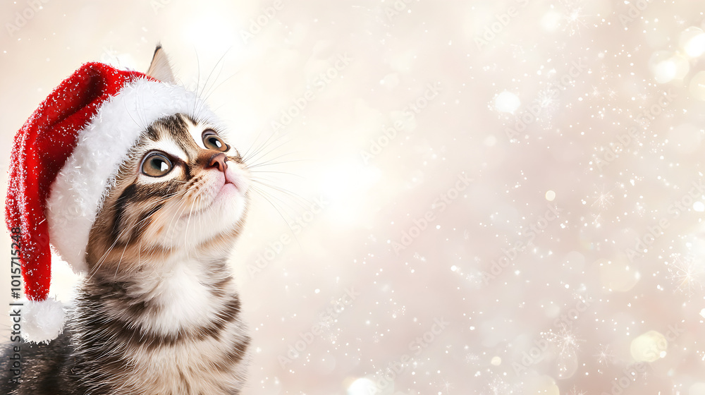 Christmas Kitten in Santa Hat Christmas Kitten in Santa Hat