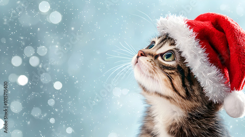 Christmas Kitten in Santa Hat 