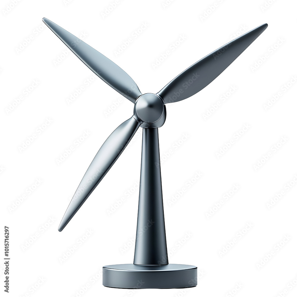 Stylized wind turbine model showcasing renewable energy innovation on a white isolated background. Stylized wind turbine model showcasing renewable energy innovation on a white isolated background.
