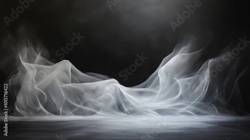 Abstract portrayal of mist and smoke, swirling like a fluid on a black background photo