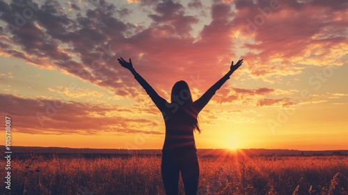 Silhouette of Woman at Sunset