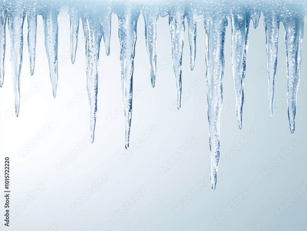 Fototapeta premium Icicles Hanging from a Roof in Winter Season