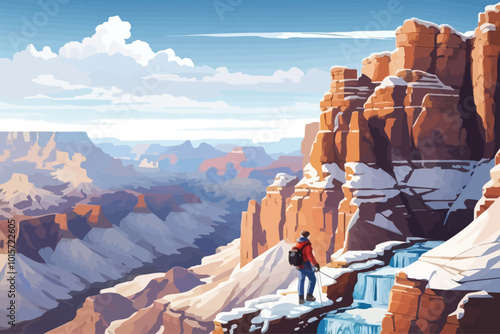 Climbing a hill canyon mountains illustration