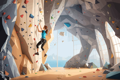 indoor climbing gym illustration