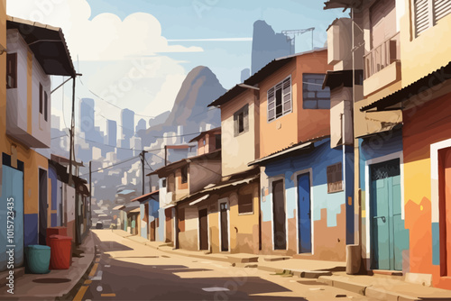 rio de janeiro street of poor neighborhood slum