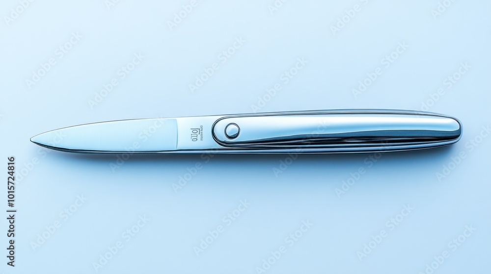 A sleek, modern folding knife with a polished metal finish. A sleek, modern folding knife with a polished metal finish.