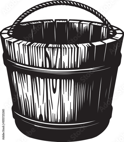 vintage wooden basket silhouette design vector art illustration.