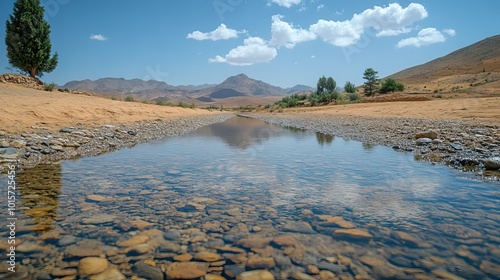 A parched riverbed in the Anti-Atlas Mountains of Morocco underscores the drought crisis in North Africa.
