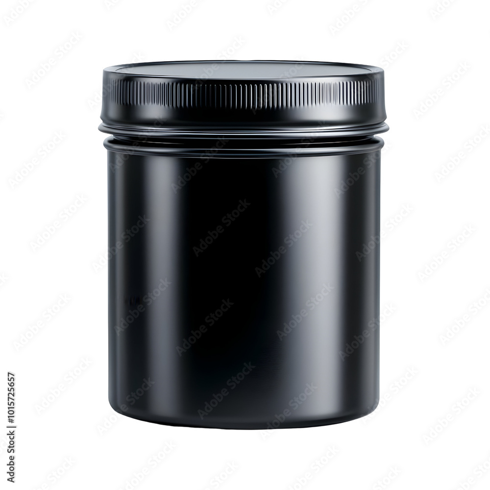 Glossy black jar, perfect for storing food or spices, isolated on a white background. Glossy black jar, perfect for storing food or spices, isolated on a white background.