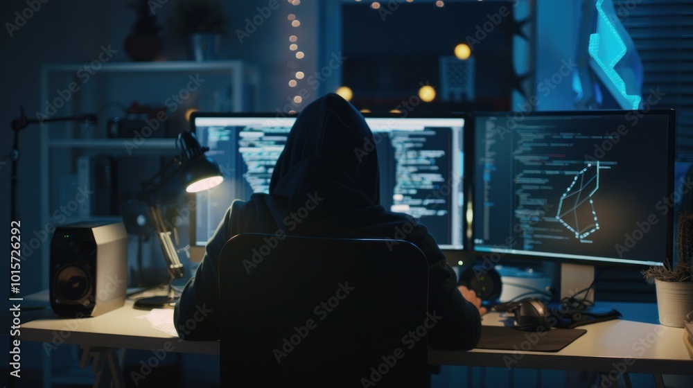 Hacker Working on Computer Hacker Working on Computer