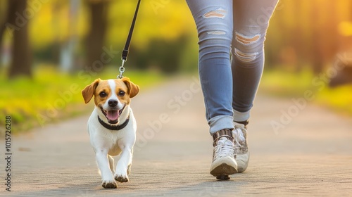 Joyful Stroll: Exploring the Outdoors with Man's Best Friend