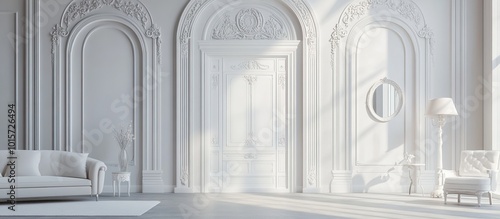 Elegant White Interior with Ornate Molding