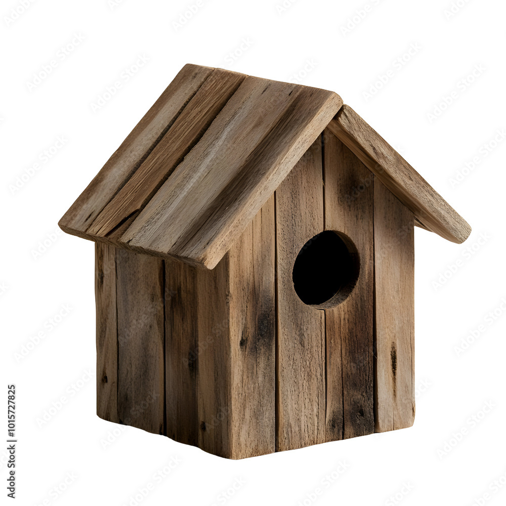 Wooden birdhouse on a white isolated background, perfect for showcasing nature themes and home decor. Wooden birdhouse on a white isolated background, perfect for showcasing nature themes and home decor.