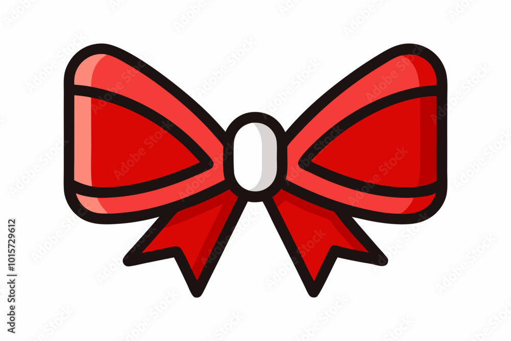 Red bow ribbon icon vector, gift ribbon decoration, christmas box decor Red bow ribbon icon vector, gift ribbon decoration, christmas box decor