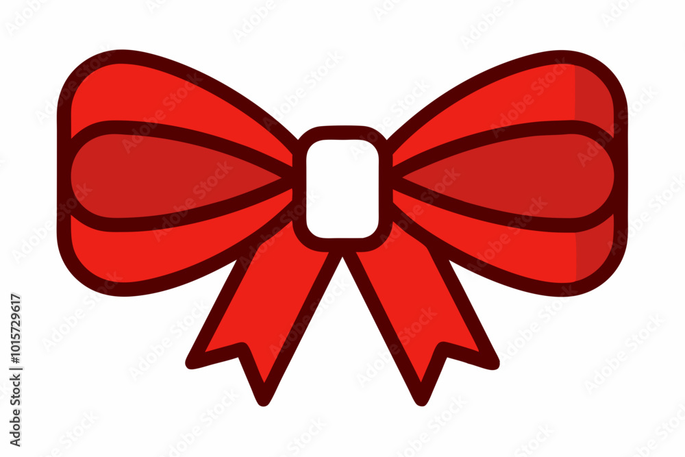 Red bow ribbon icon vector, gift ribbon decoration, christmas box decor Red bow ribbon icon vector, gift ribbon decoration, christmas box decor
