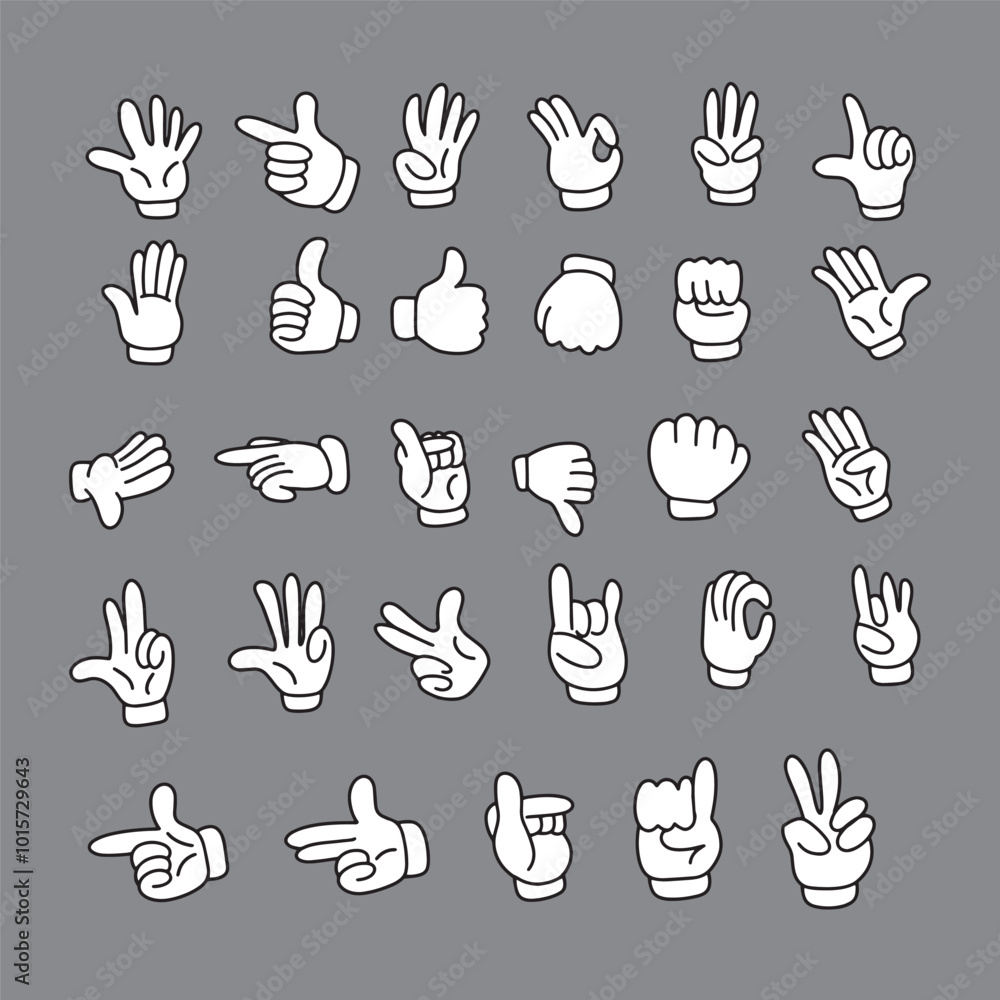 Fototapeta premium set of hand drawn hand and foot comic variant gesture comic doodles