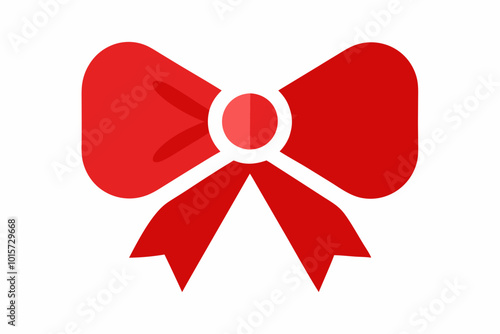 Red bow ribbon icon vector, gift ribbon decoration, christmas box decor