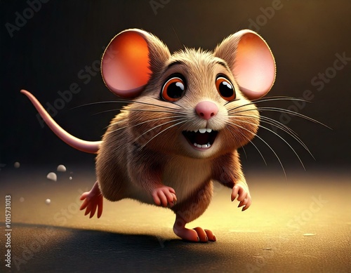 Cute Cartoon Scared Mouse R...