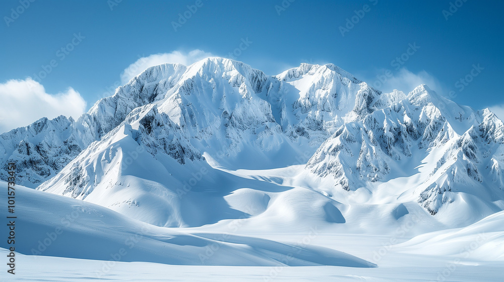 Majestic snow-covered mountains under a clear blue sky Majestic snow-covered mountains under a clear blue sky